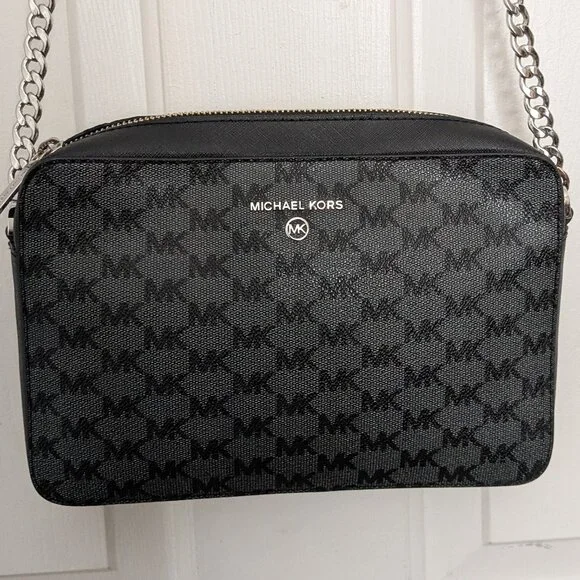 Michael Kors Jet Set Large East West Crossbody Black MK Signature . - Picture 2 of 15